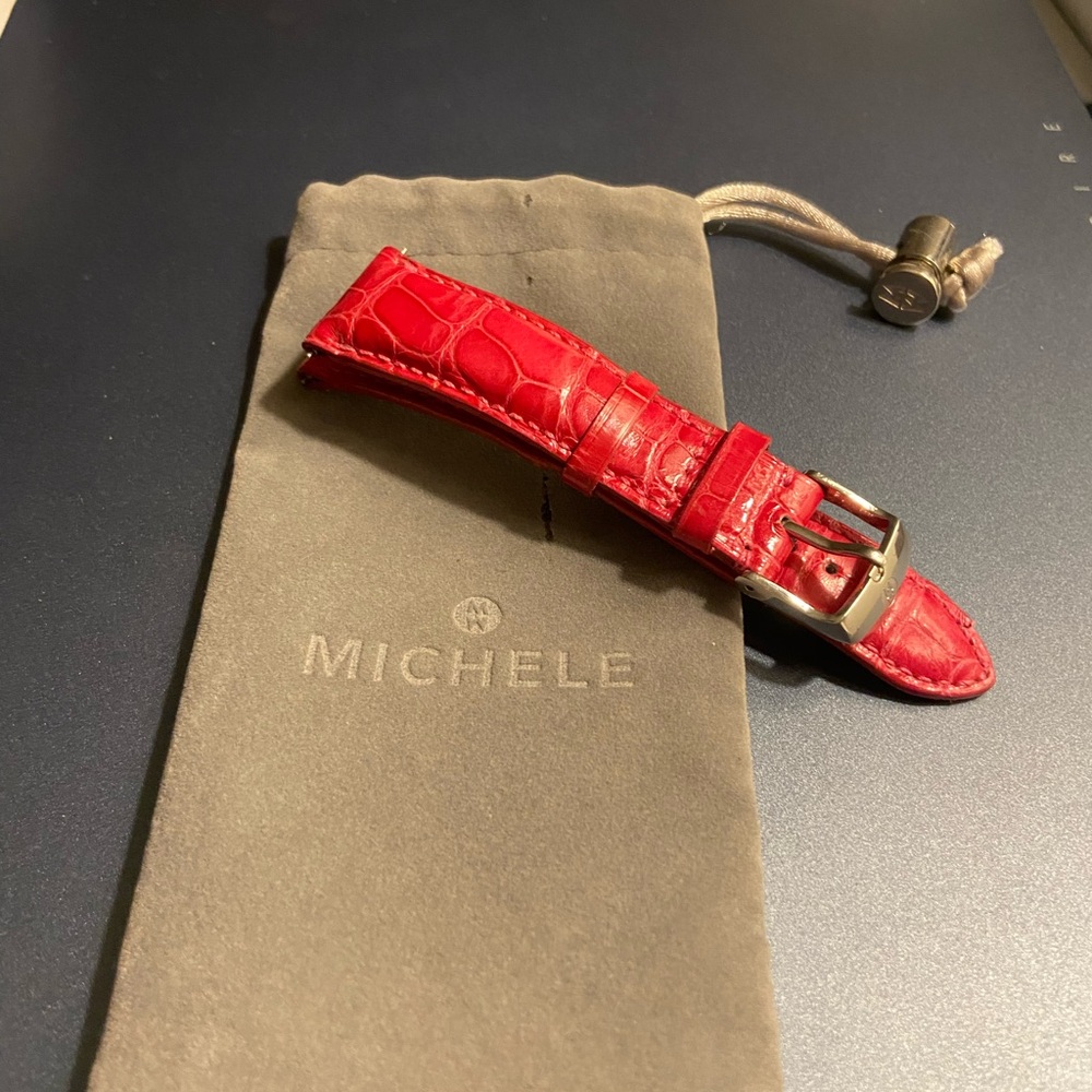 NWOT Michele Bold Red Alligator Leather Watch Strap 18mm